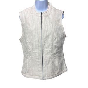 N Touch Cream Crinkle Texture Zip Front Vest Small